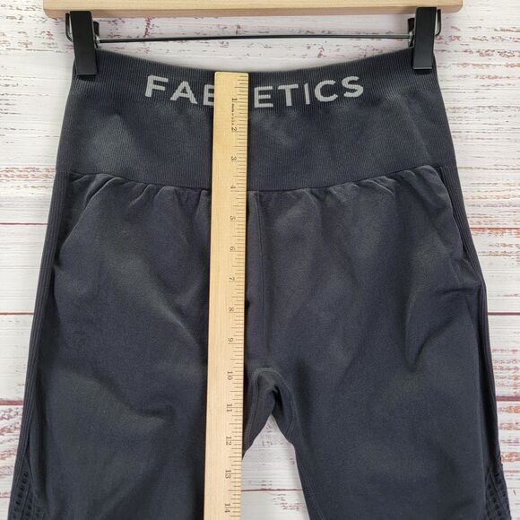 Fabletics Leggings Women Size S Black Sync Seamless High Waisted 7/8 Mesh Panel - Picture 5 of 10